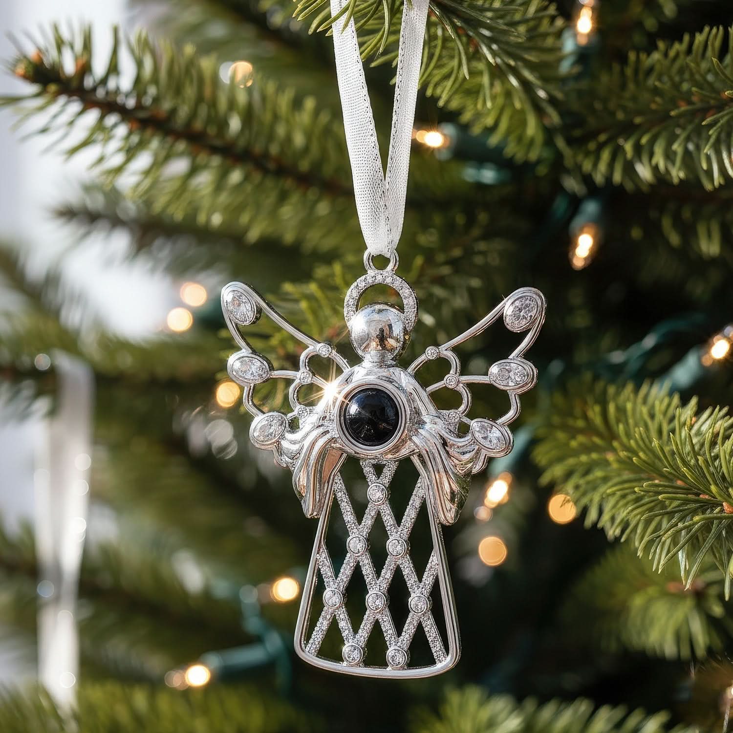 Ornement photo personnalisé Ange Étreint