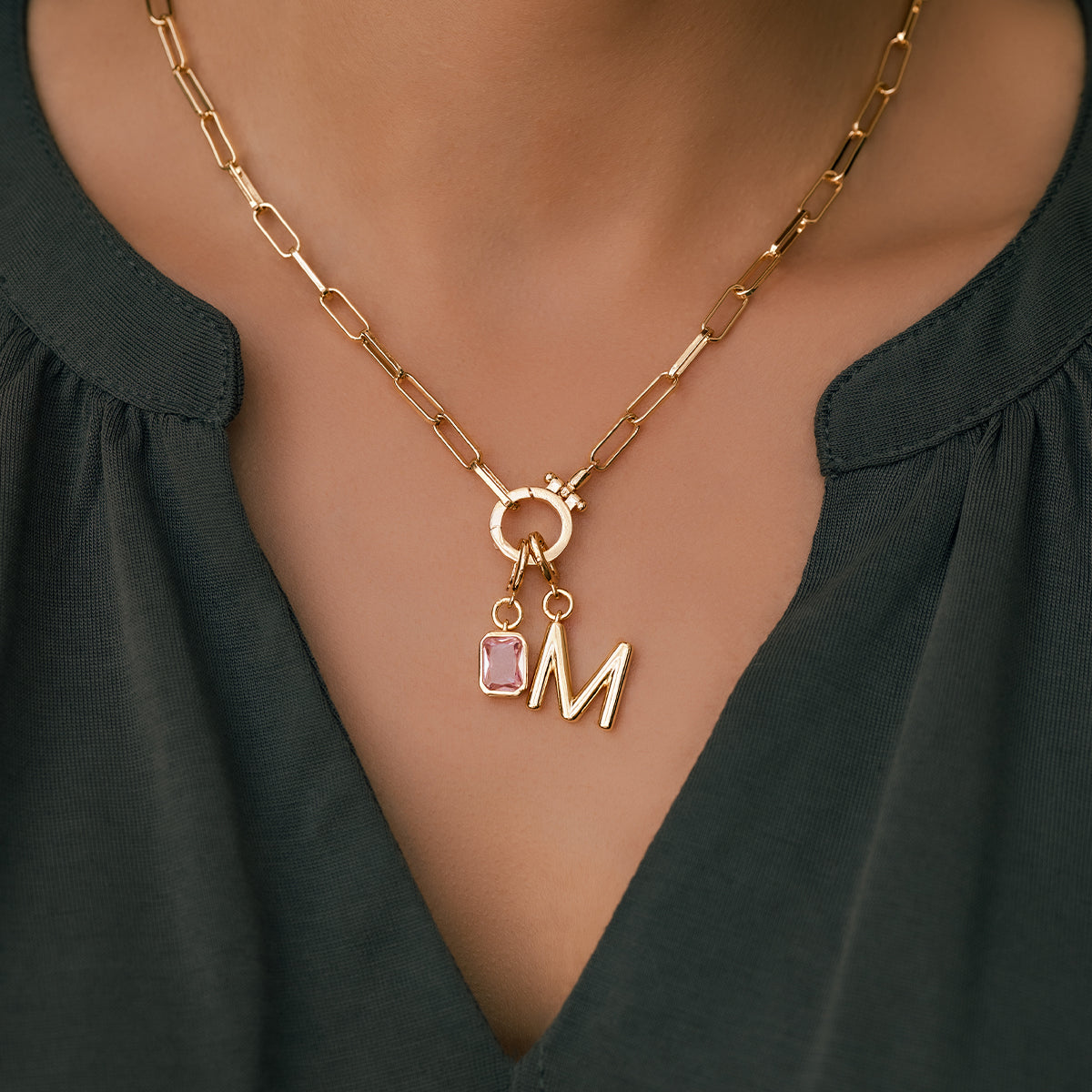 Collier Maille Initiale & Pierre de Naissance