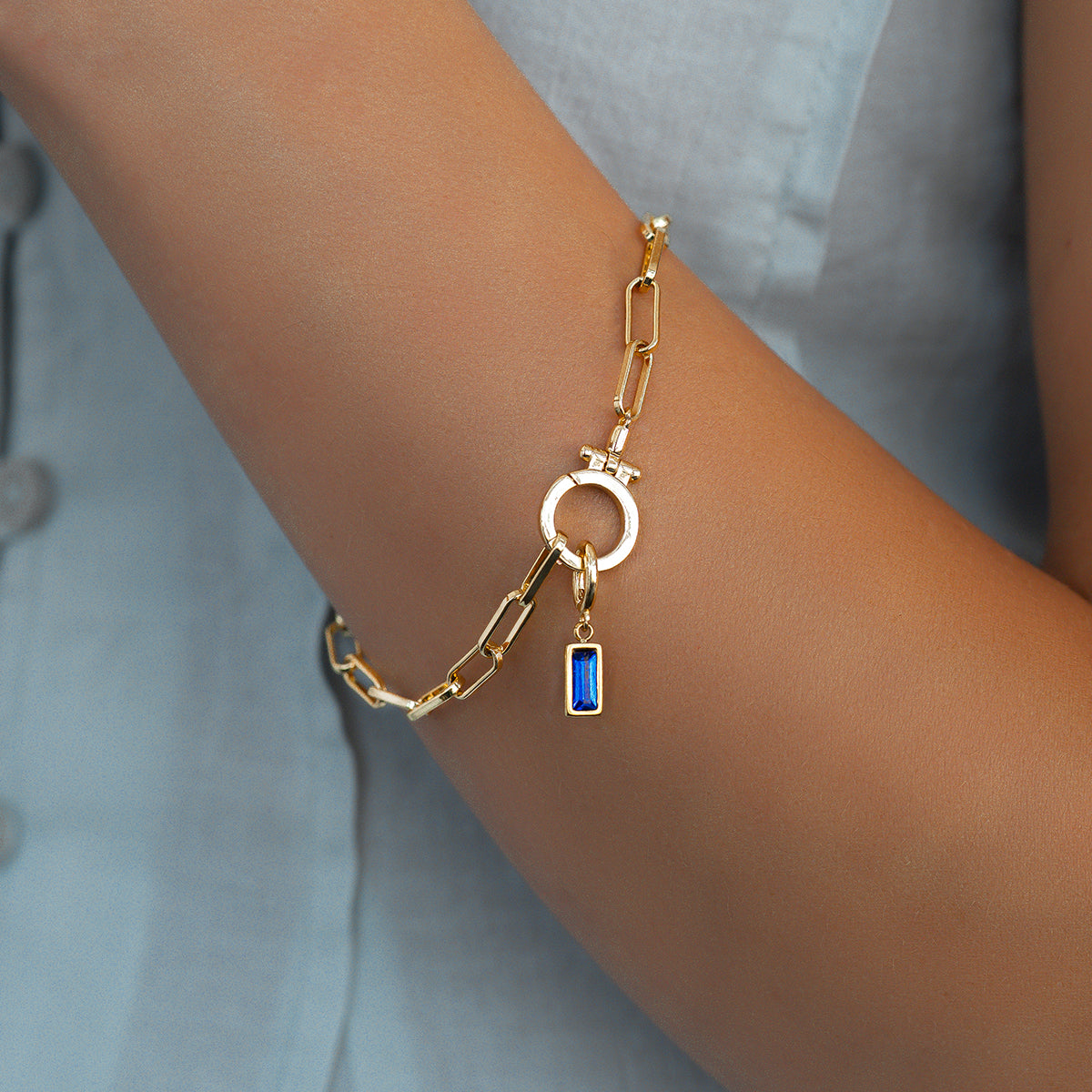 Charm con pietra di nascita baguette delicato