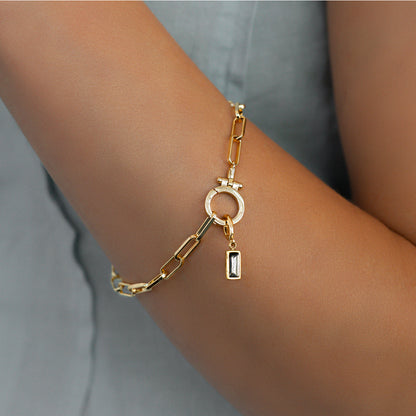 Charm con pietra di nascita baguette delicato