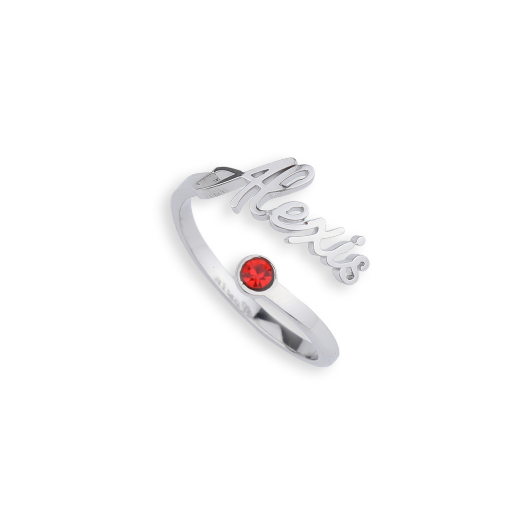 Bague avec pierre de naissance personnalisée