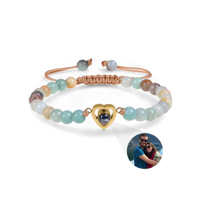 Bracelet photo cœur avec perles