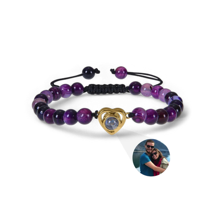 Bracelet photo cœur avec perles