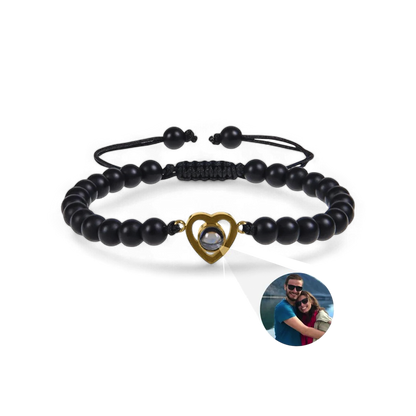 Bracelet photo cœur avec perles