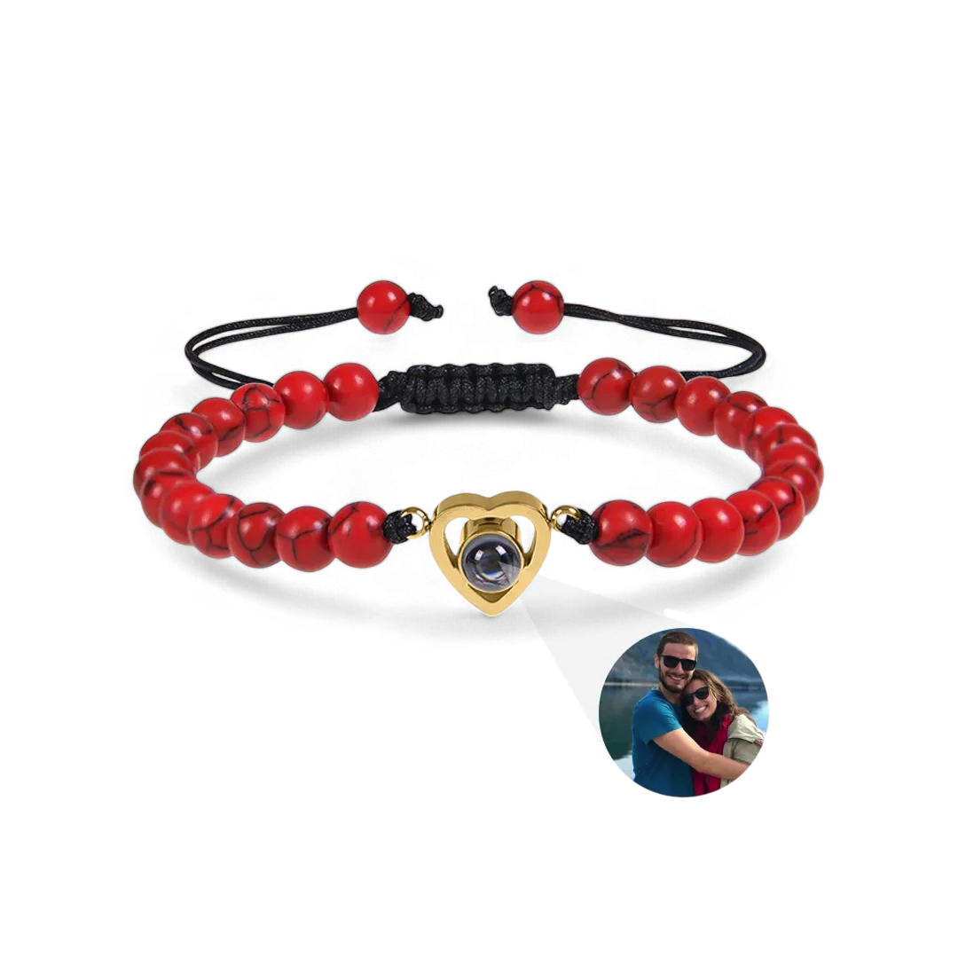 Bracelet photo cœur avec perles