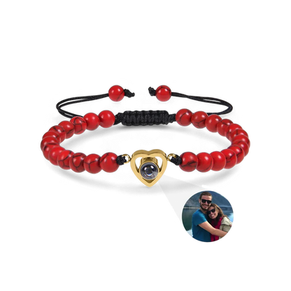 Bracelet photo cœur avec perles