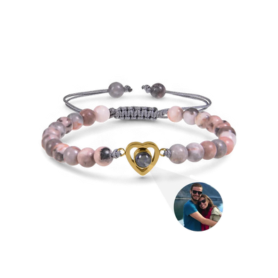 Bracelet photo cœur avec perles