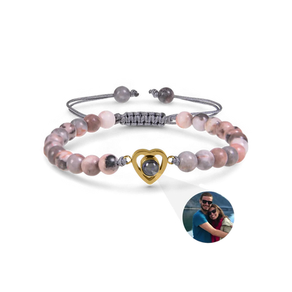 Bracelet photo cœur avec perles