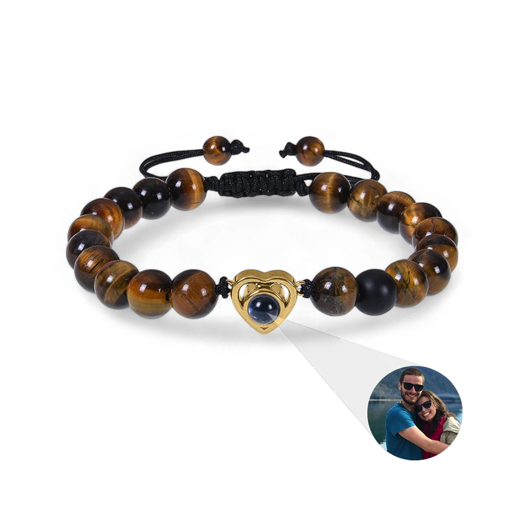 Bracelet photo cœur avec perles