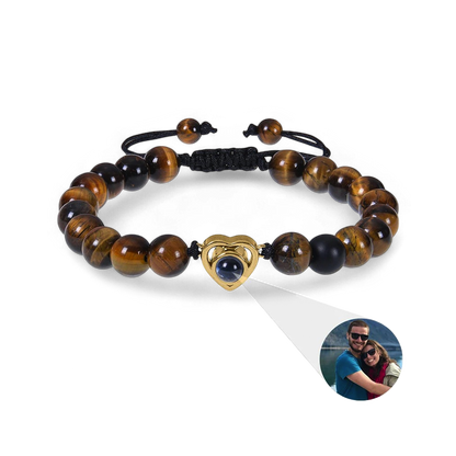 Bracelet photo cœur avec perles