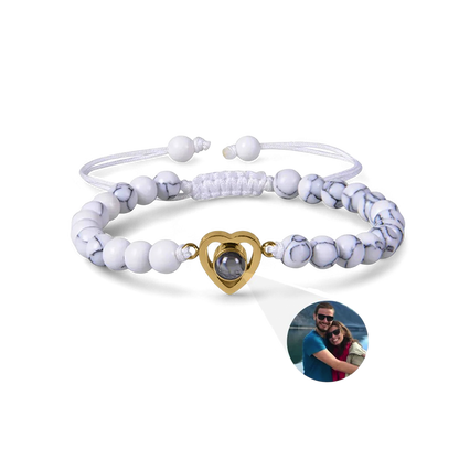 Bracelet photo cœur avec perles
