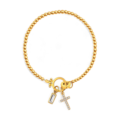 Bracelet avec pierre de naissance et breloque en croix