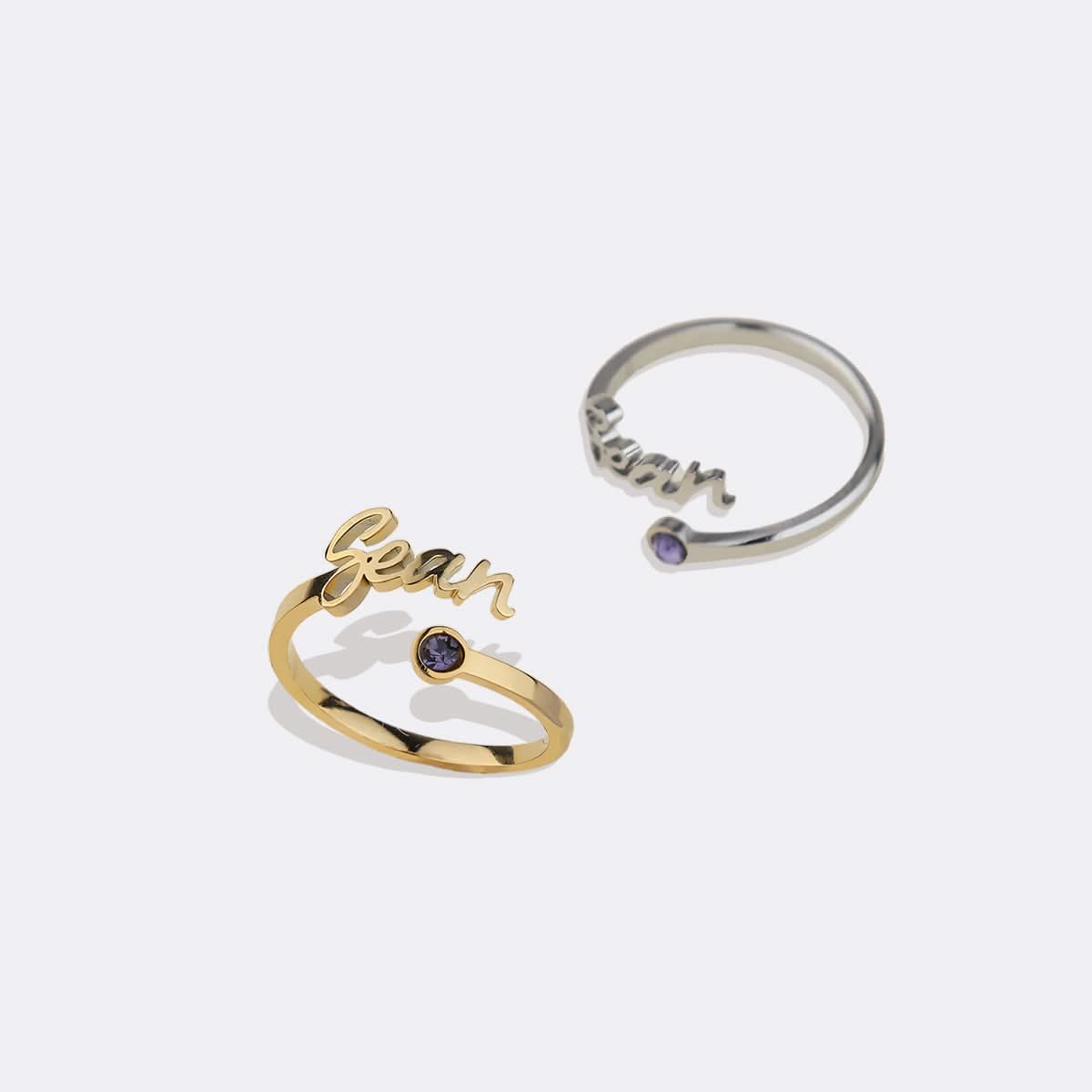 Bague avec pierre de naissance personnalisée