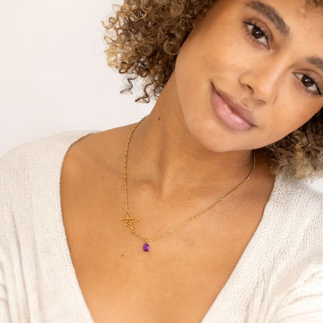 Collier avec pierre de naissance fait main
