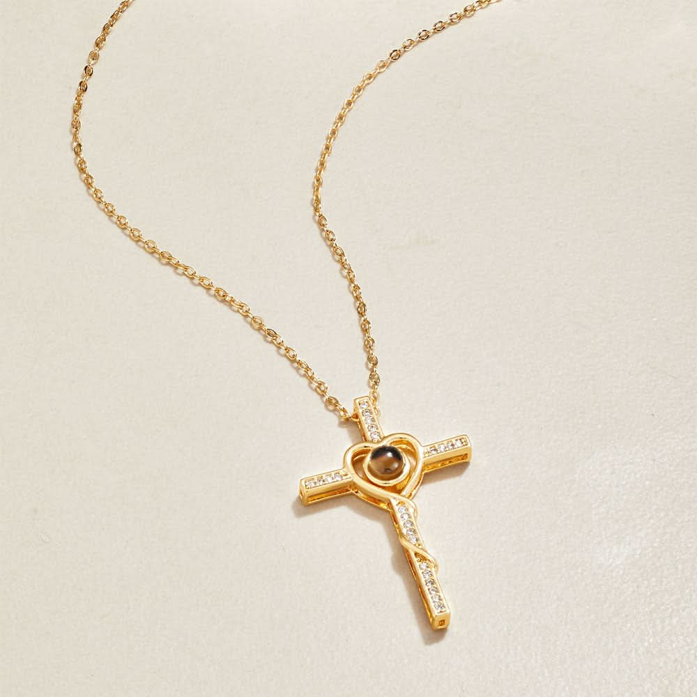 Collier photo cœur et croix