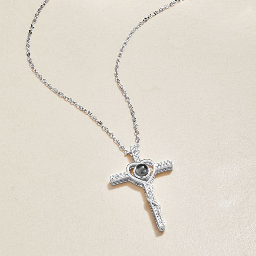 Collier photo cœur et croix