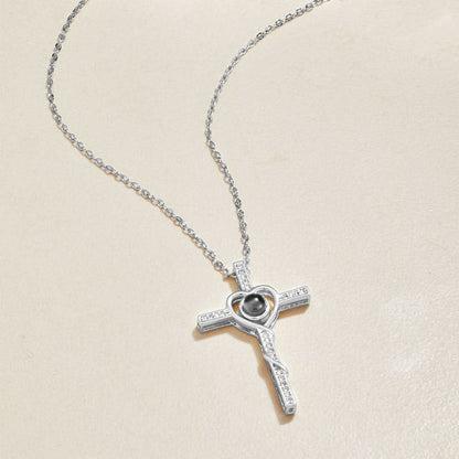 Collier photo cœur et croix