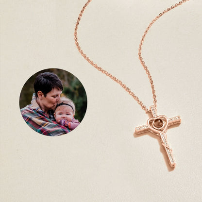 Collier photo cœur et croix