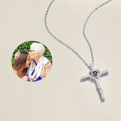 Collier photo cœur et croix