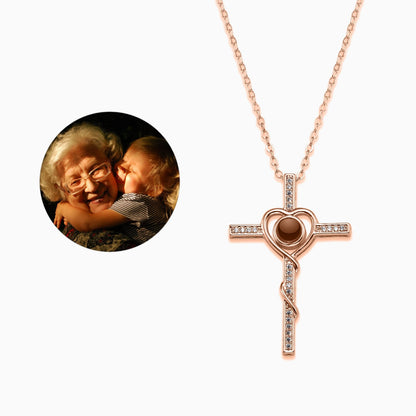 Collier photo cœur et croix