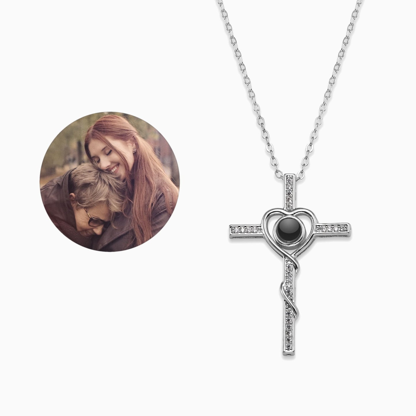 Collier photo cœur et croix