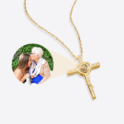 Collier photo cœur et croix