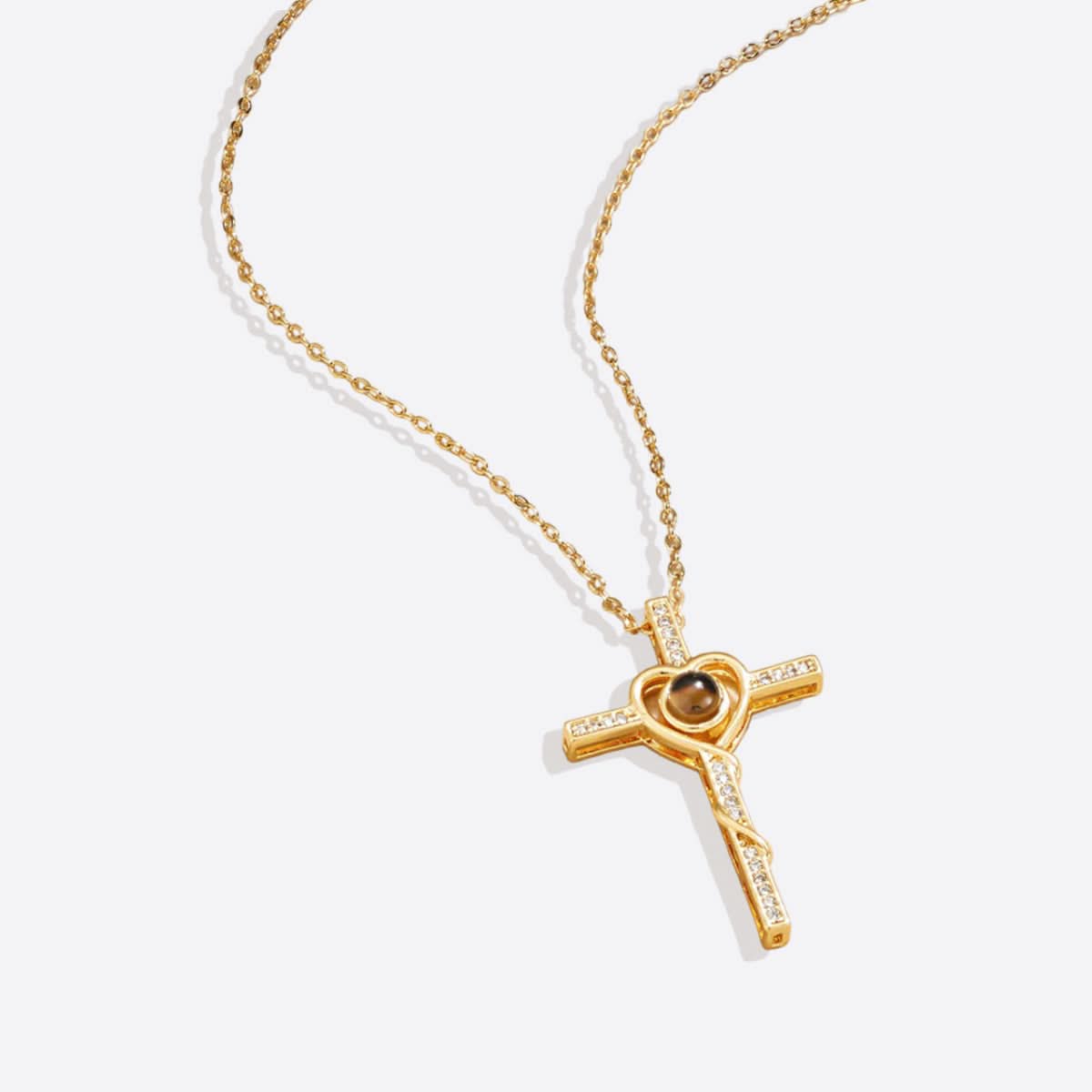 Collier photo cœur et croix