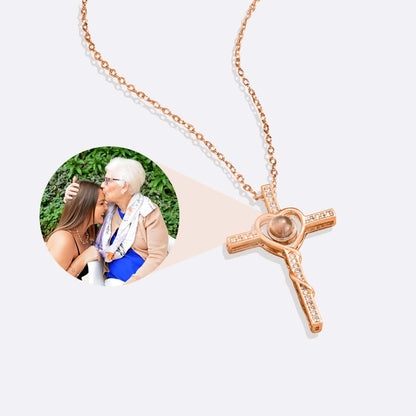 Collier photo cœur et croix