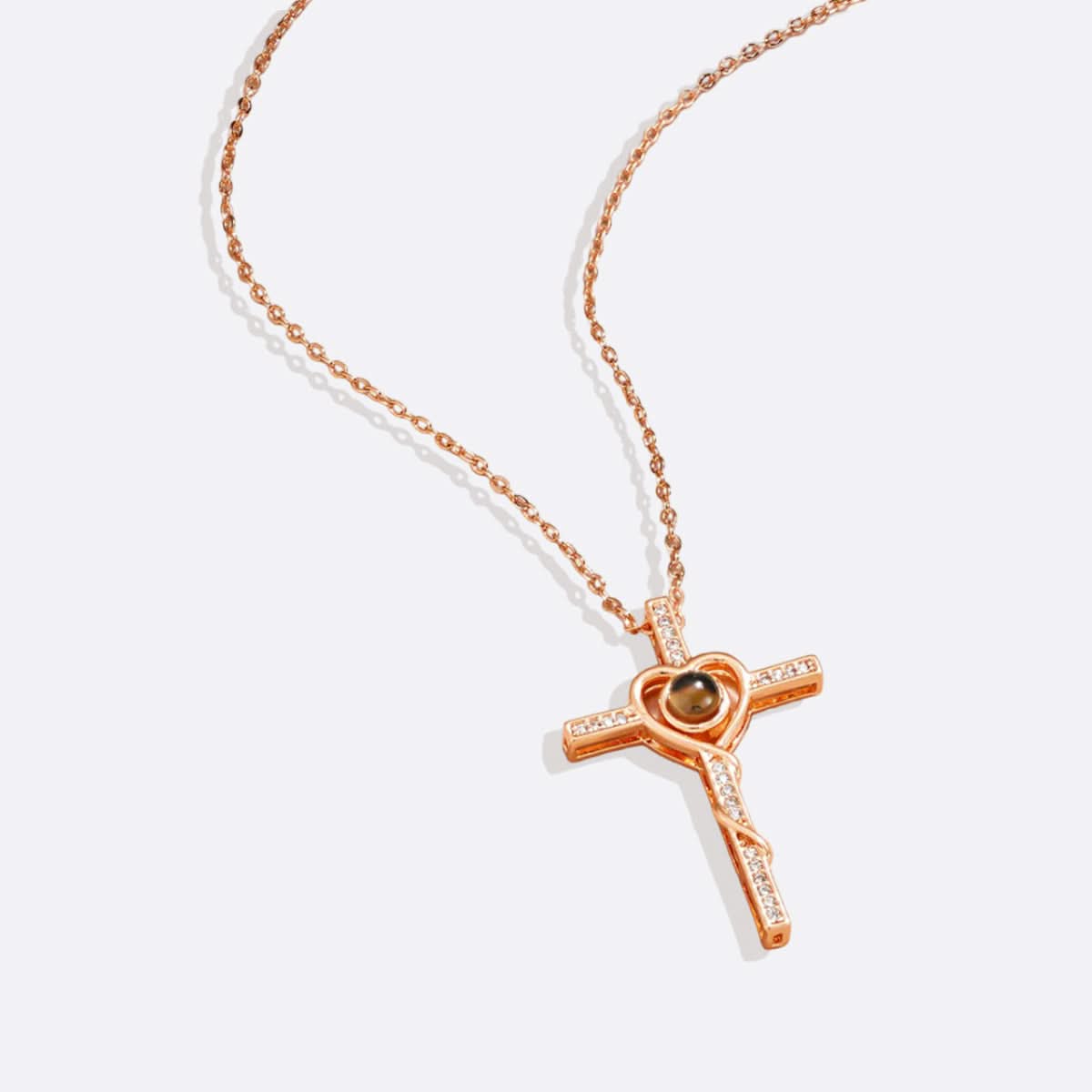 Collier photo cœur et croix