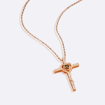 Collier photo cœur et croix