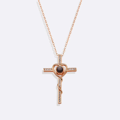Collier photo cœur et croix