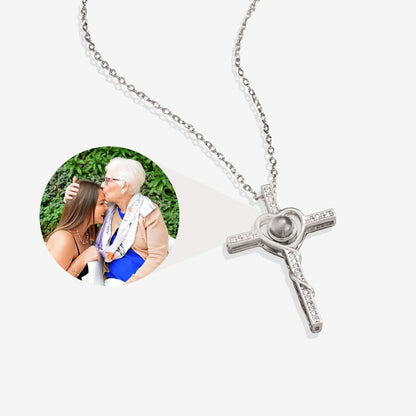 Collier photo cœur et croix