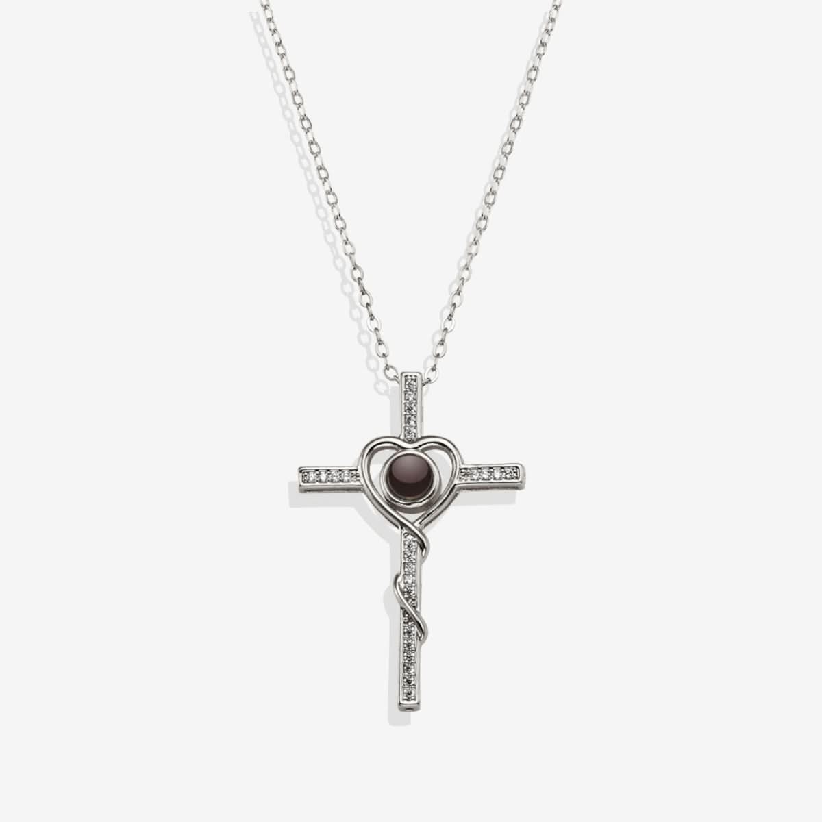 Collier photo cœur et croix
