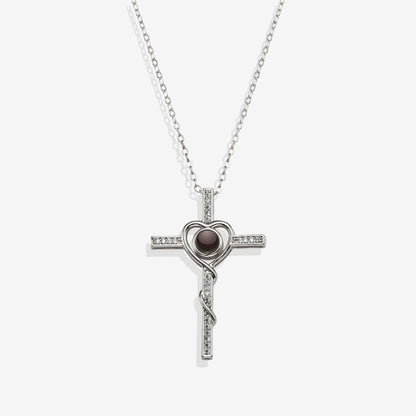 Collier photo cœur et croix