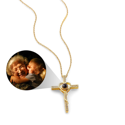 Collier photo cœur et croix
