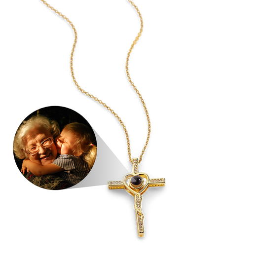 Collier photo cœur et croix