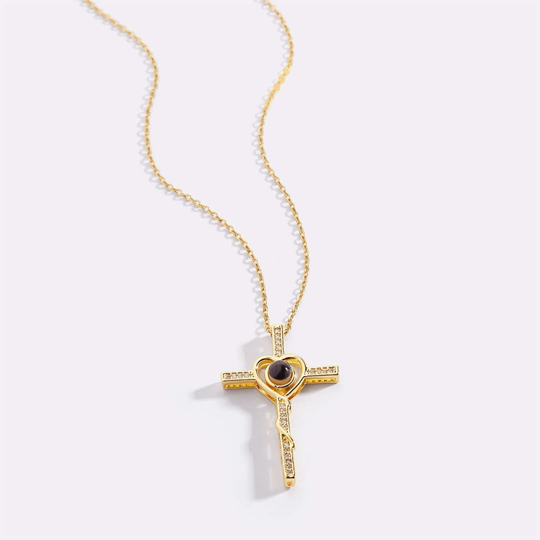 Collier photo cœur et croix