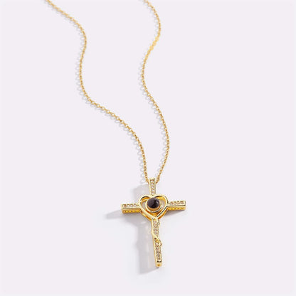 Collier photo cœur et croix