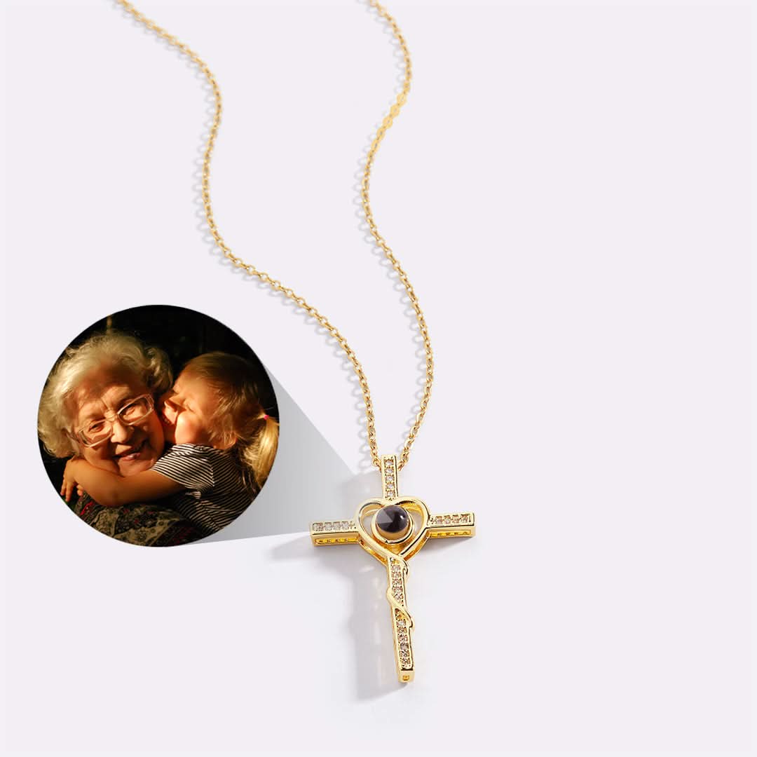 Collier photo cœur et croix