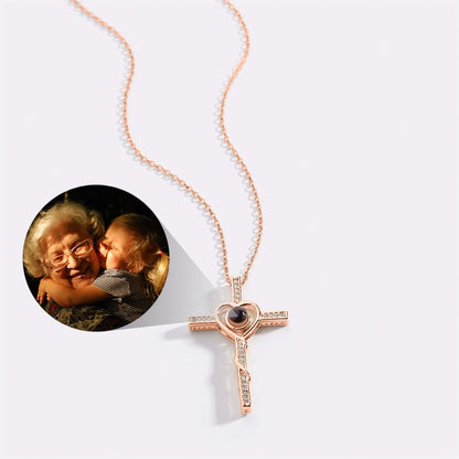 Collier photo cœur et croix