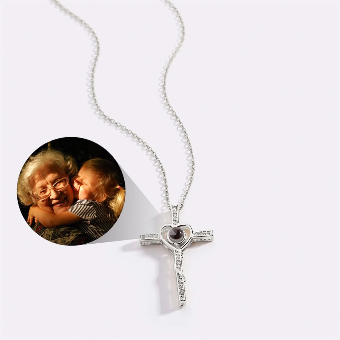 Collier photo cœur et croix