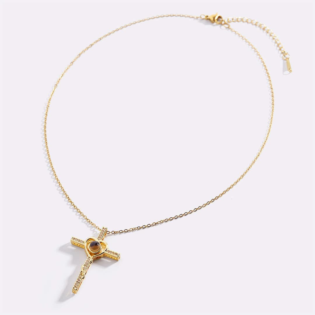 Collier photo cœur et croix