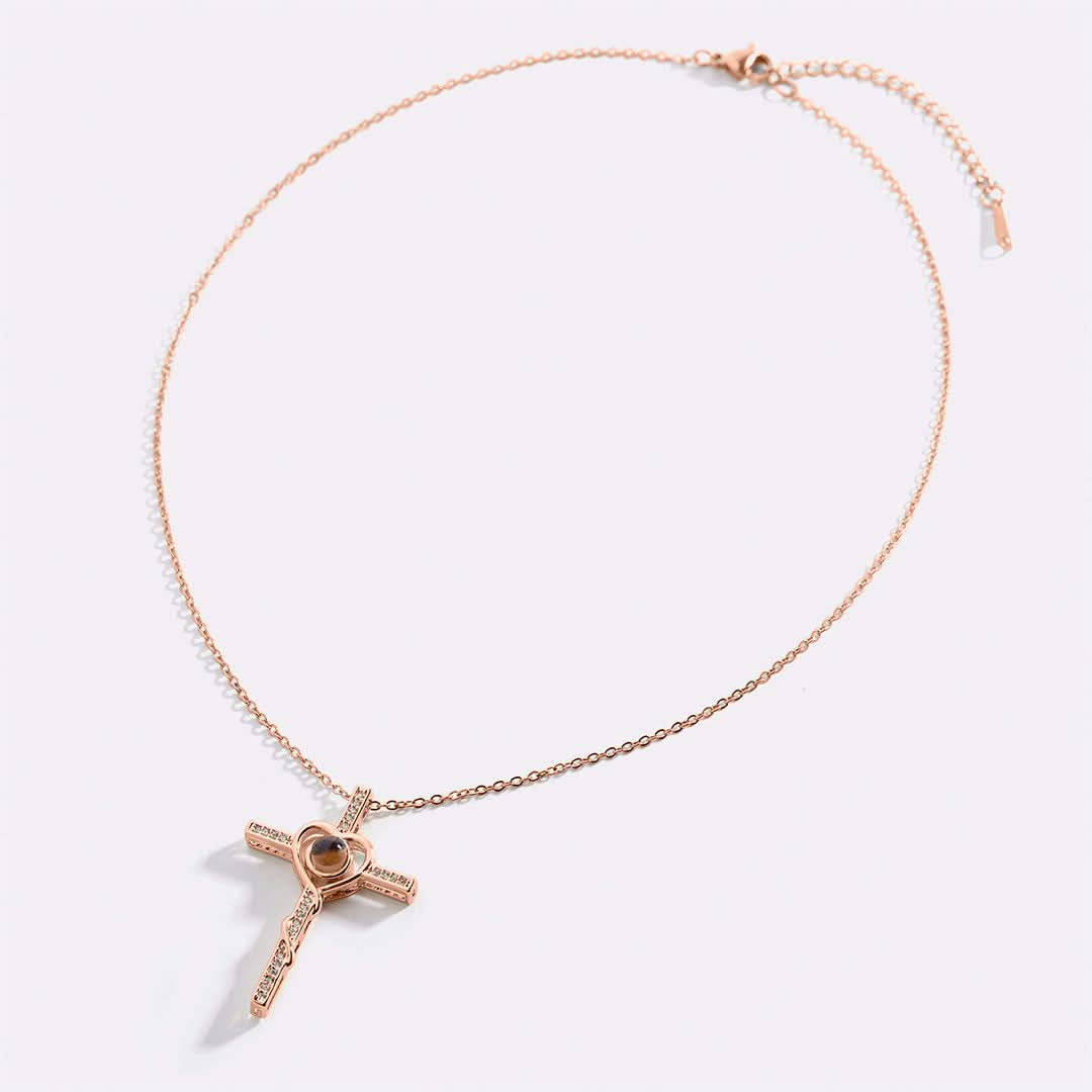 Collier photo cœur et croix