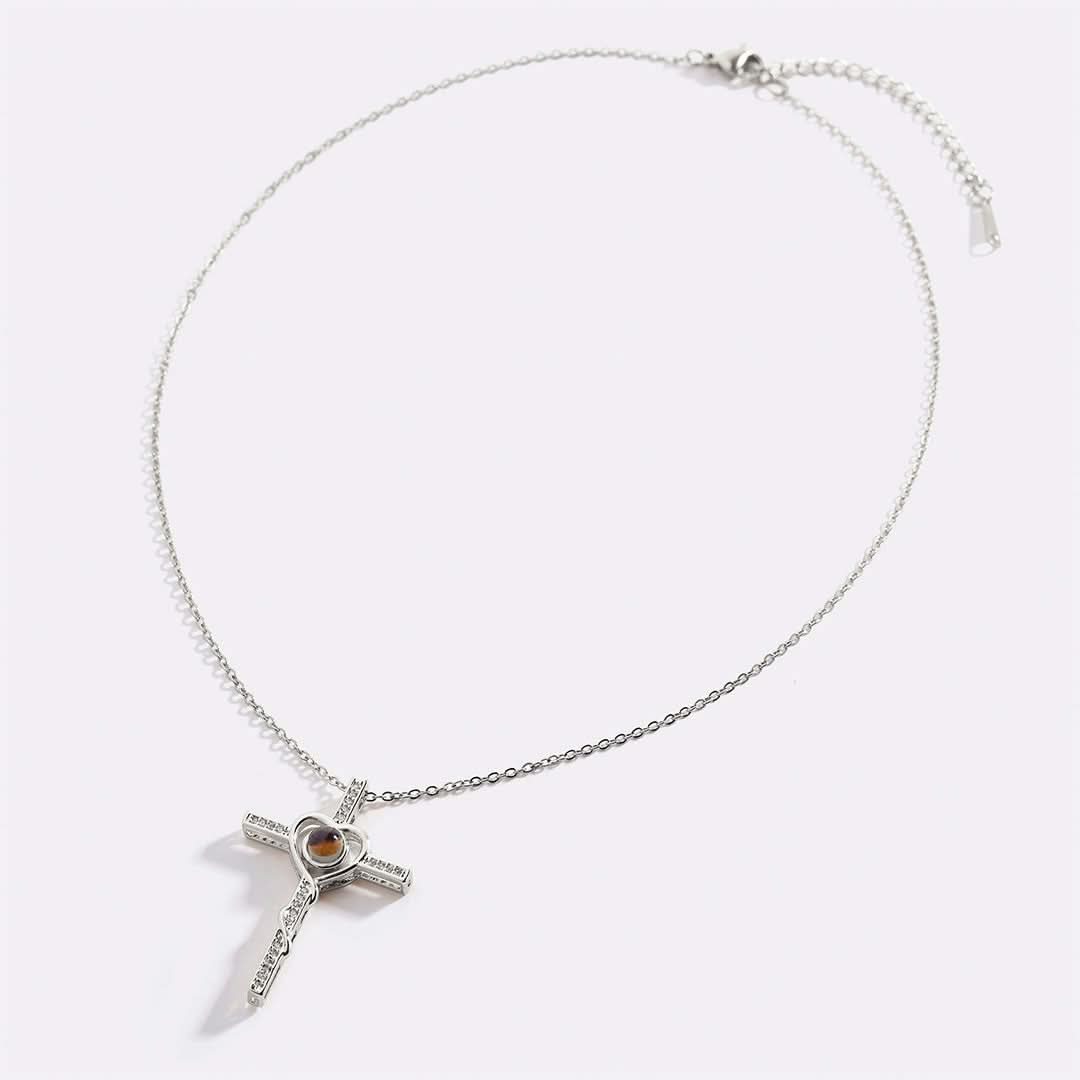 Collier photo cœur et croix