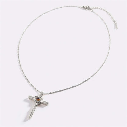 Collier photo cœur et croix