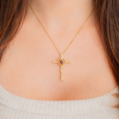 Collier photo cœur et croix
