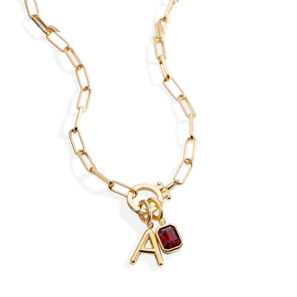 Collier Maille Initiale & Pierre de Naissance