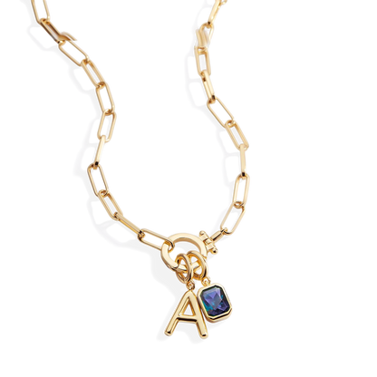 Collier Maille Initiale & Pierre de Naissance