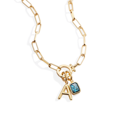 Collier Maille Initiale & Pierre de Naissance