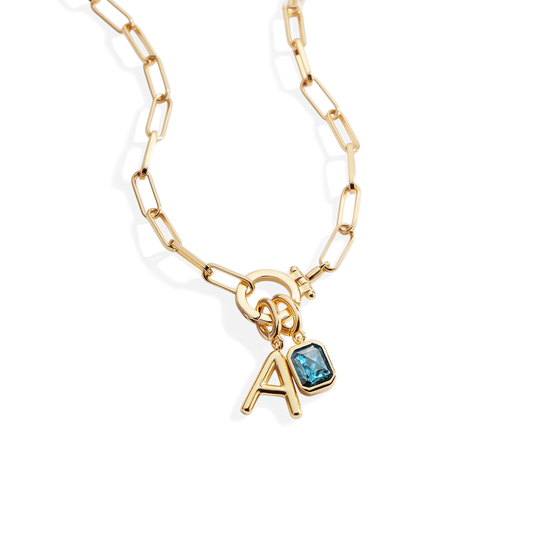 Collier Maille Initiale & Pierre de Naissance